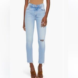 MOTHER The Dazzler Ripped Mid Rise Ankle Slim